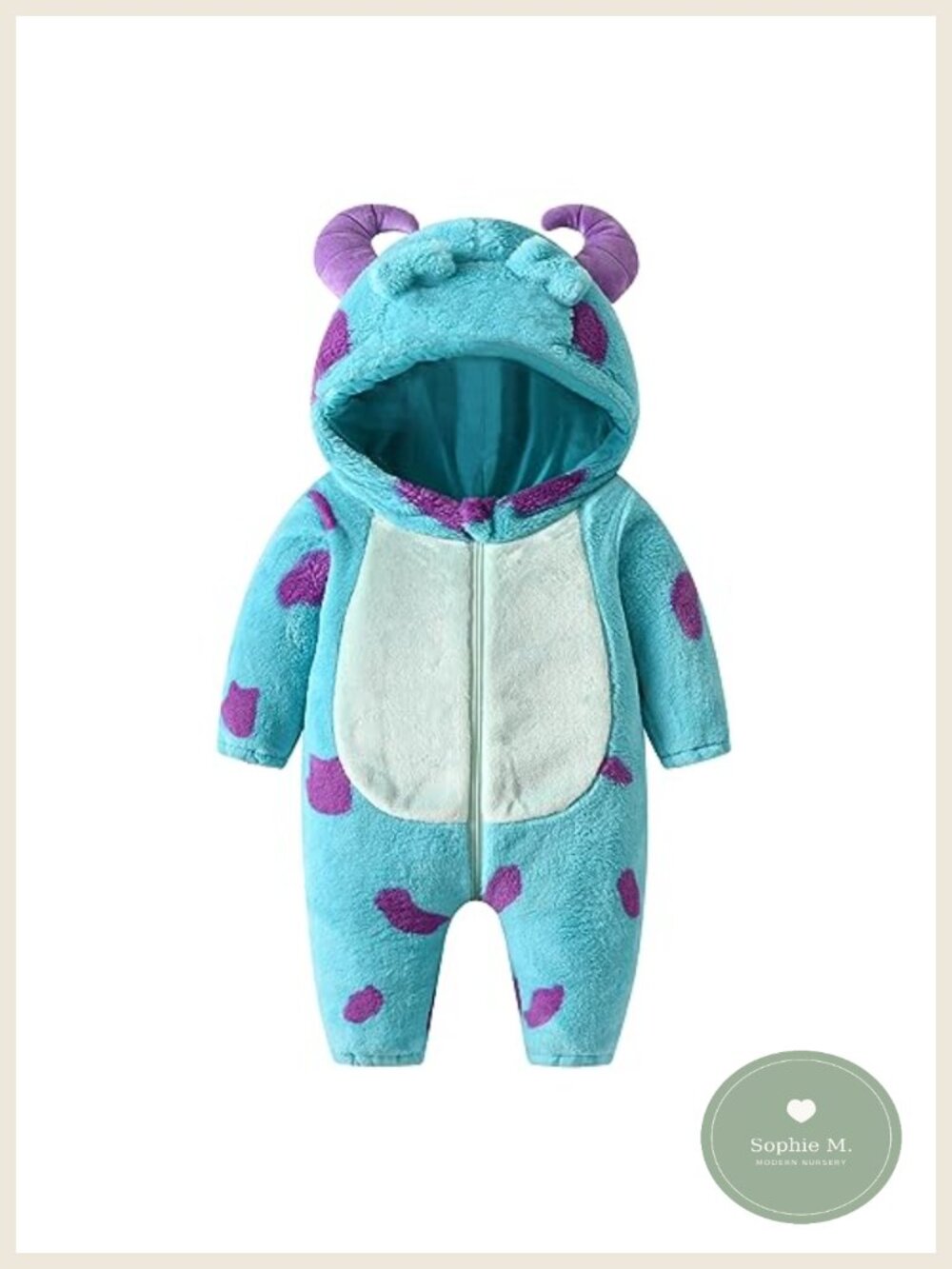 Toddler Baby Halloween Costume Fuzzy Hooded Romper with Horns